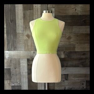 ZARA neon green crop top small boho chic festival Y2K wanderlust skater summer